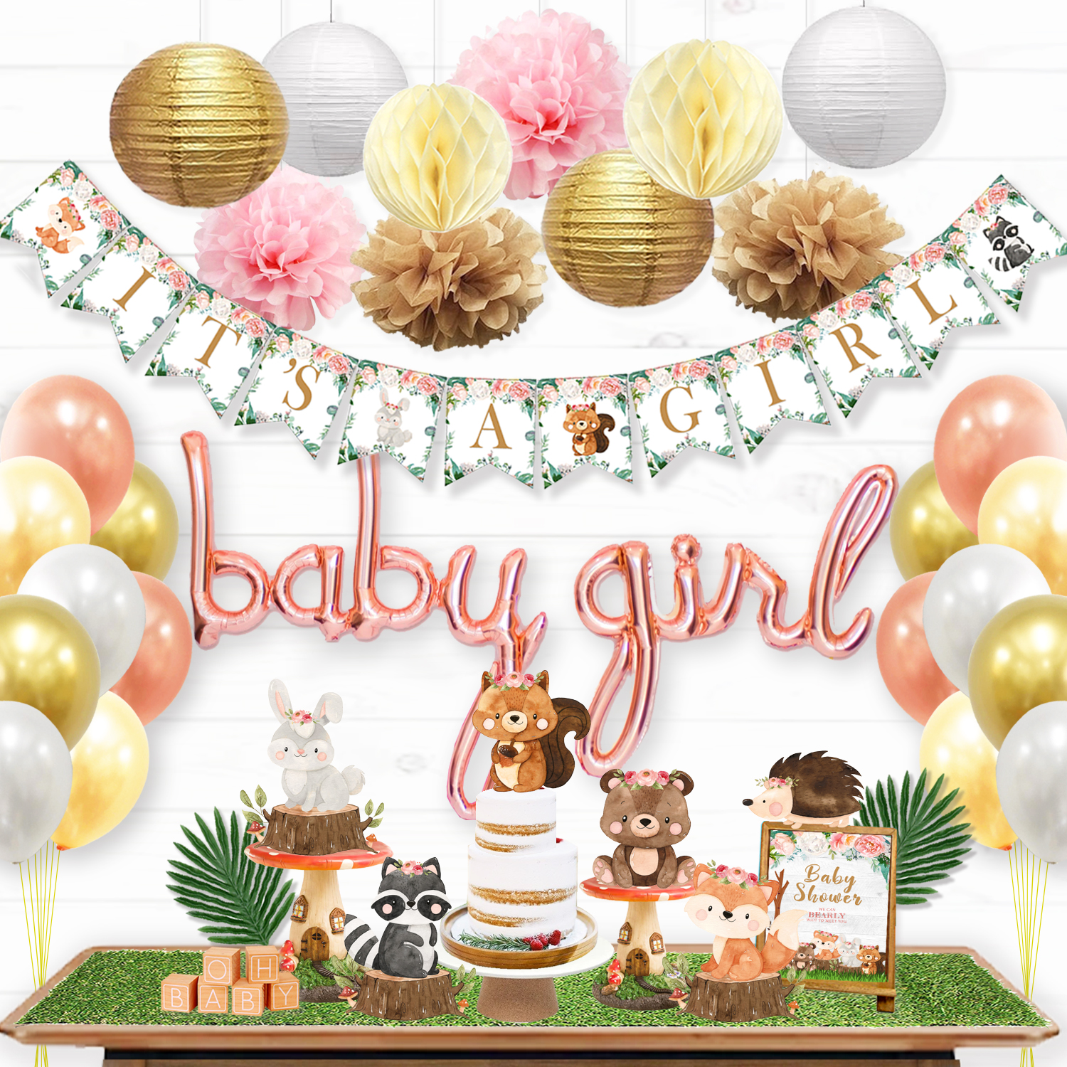 Woodland Baby Shower Decorations for Girl